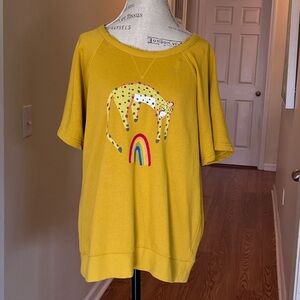 Anthropologie x Jarmél by Jarmél collaboration leopard rainbow graphic tee